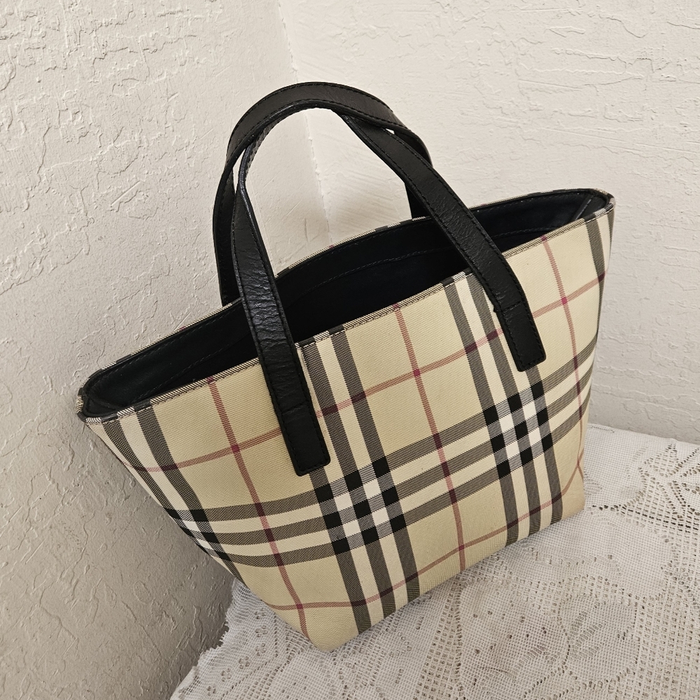 Burberry Coated Canvas Small Handbag Satchel AUTHENTIC - Picture 4 of 16
